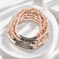 Coral-Blush Multi-Strand Beaded Bracelet — Pre-Loved