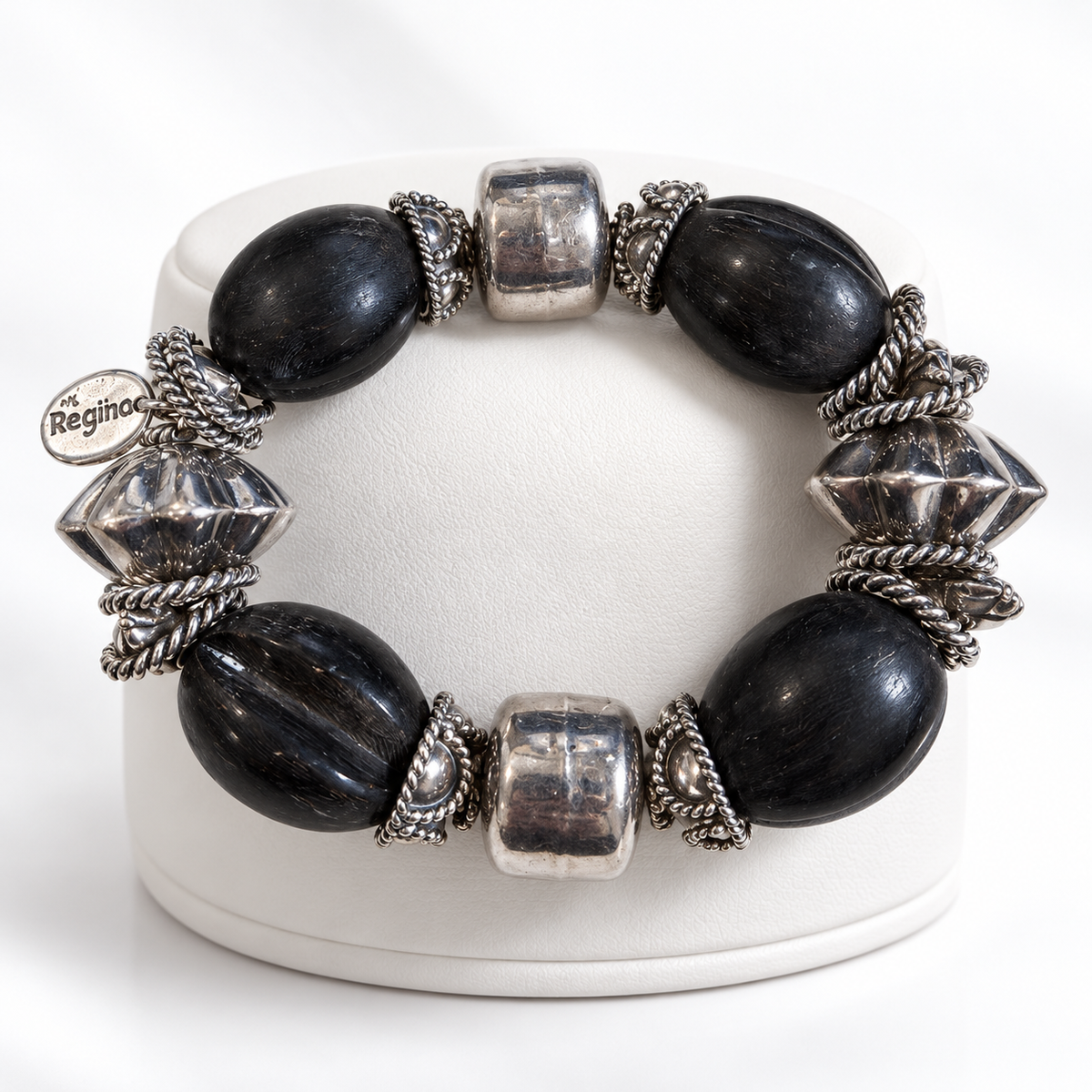 The Regina —Beaded with Sterling Silver Accents Statement Bracelet | Pre-Loved
