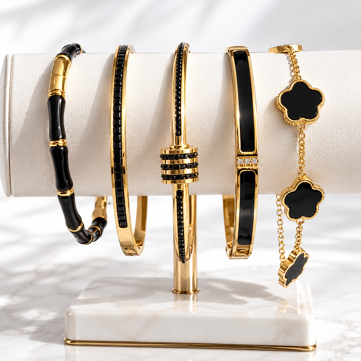 Black & Gold Stainless Steel Bracelet Collection