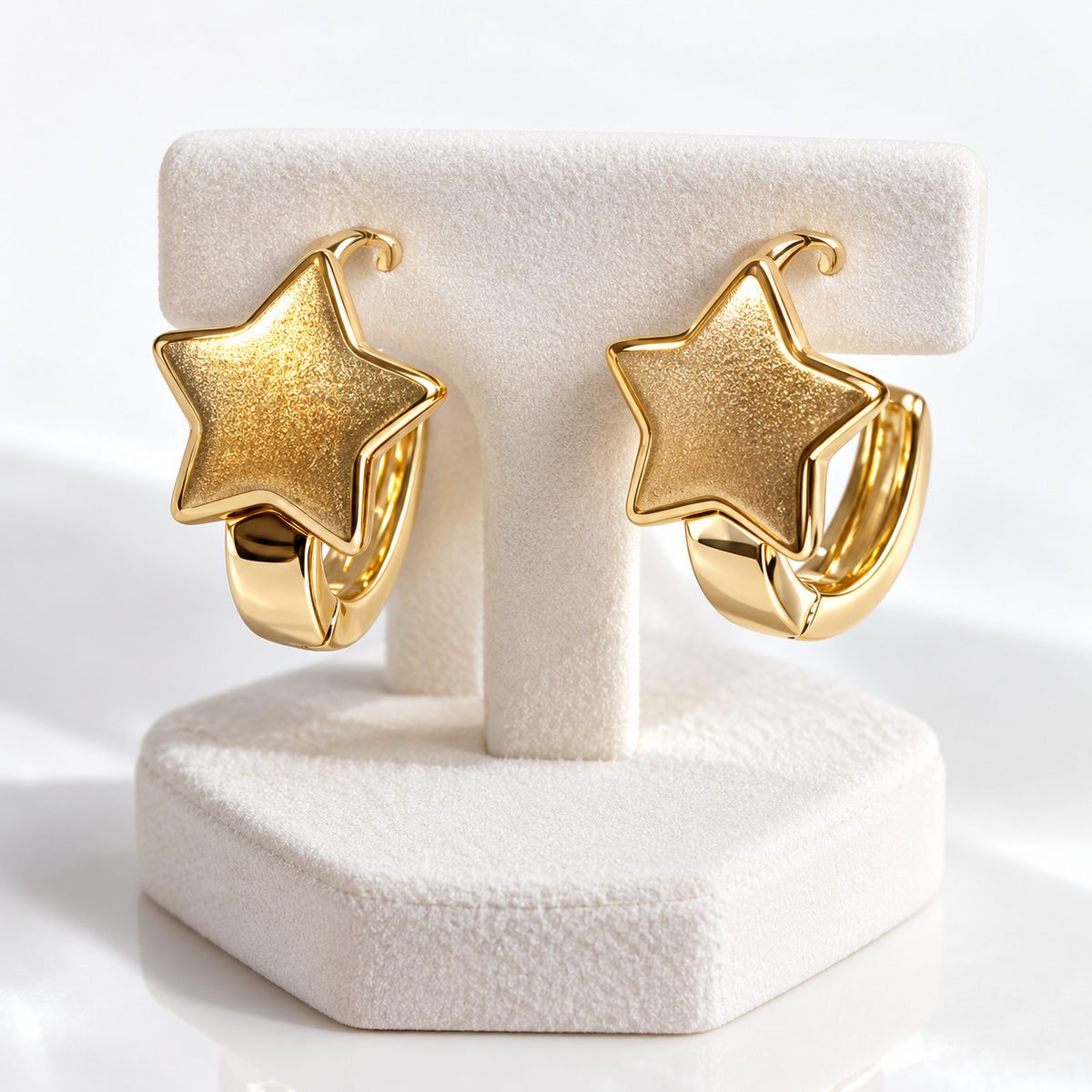Gold-plated Star Hoop Earrings