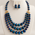 Midnight Sapphire – Three-Strand Necklace & Earrings Set