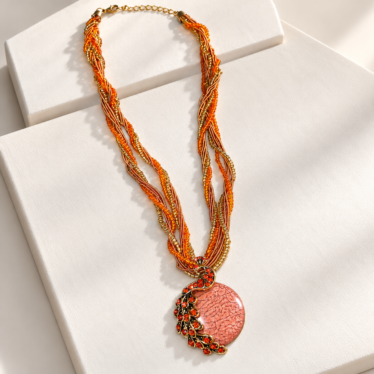 The Aris – Coral Sunset Statement Necklace