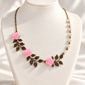 The Rose – Vintage-Inspired Pink Rose & Pearl Necklace