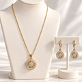Gold-Plated Sparkling Circle Necklace & Earrings Set