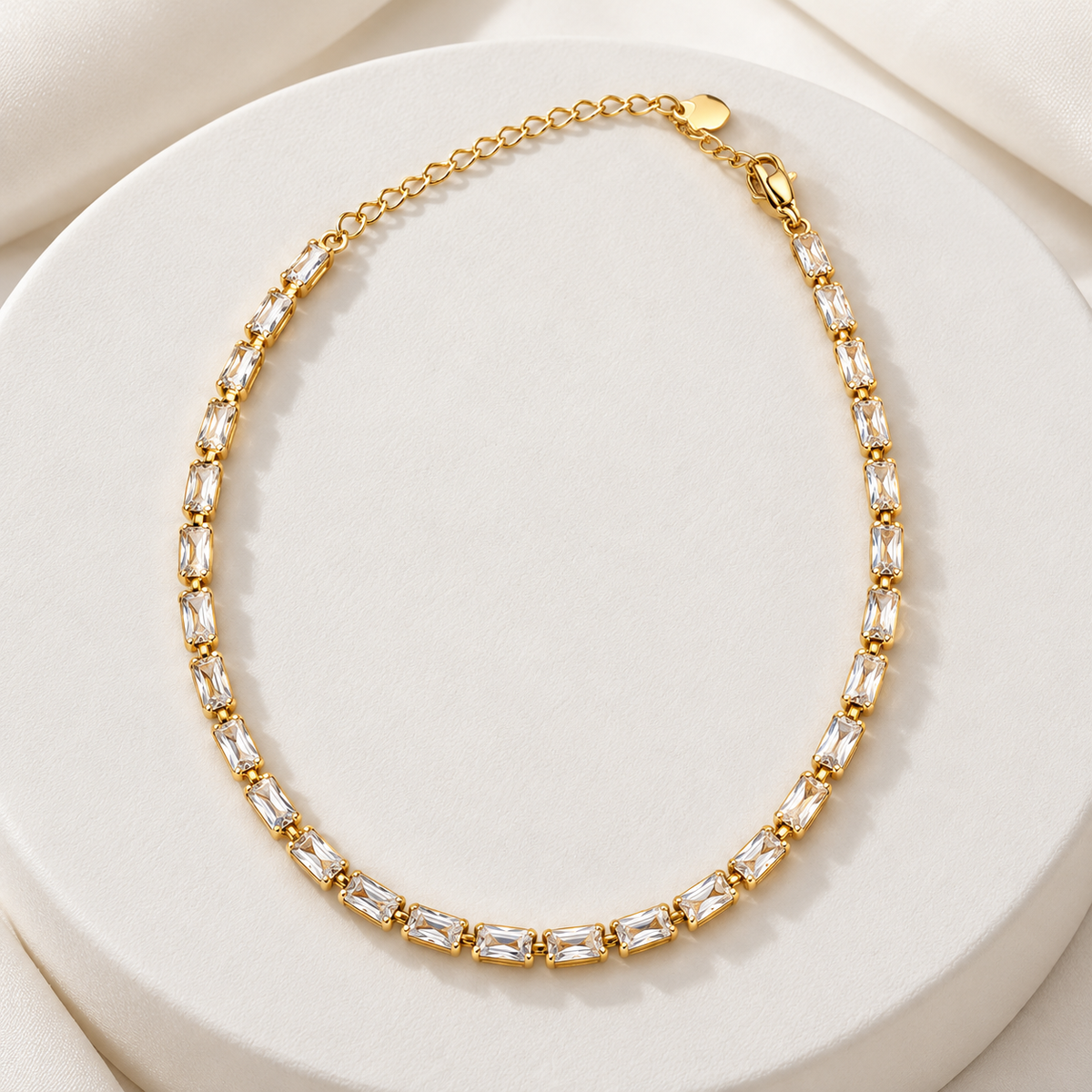 Gold-Plated Baguette Crystal Anklet