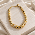 Gold-Plated Beaded Bracelet with Crystal Pavé Accents