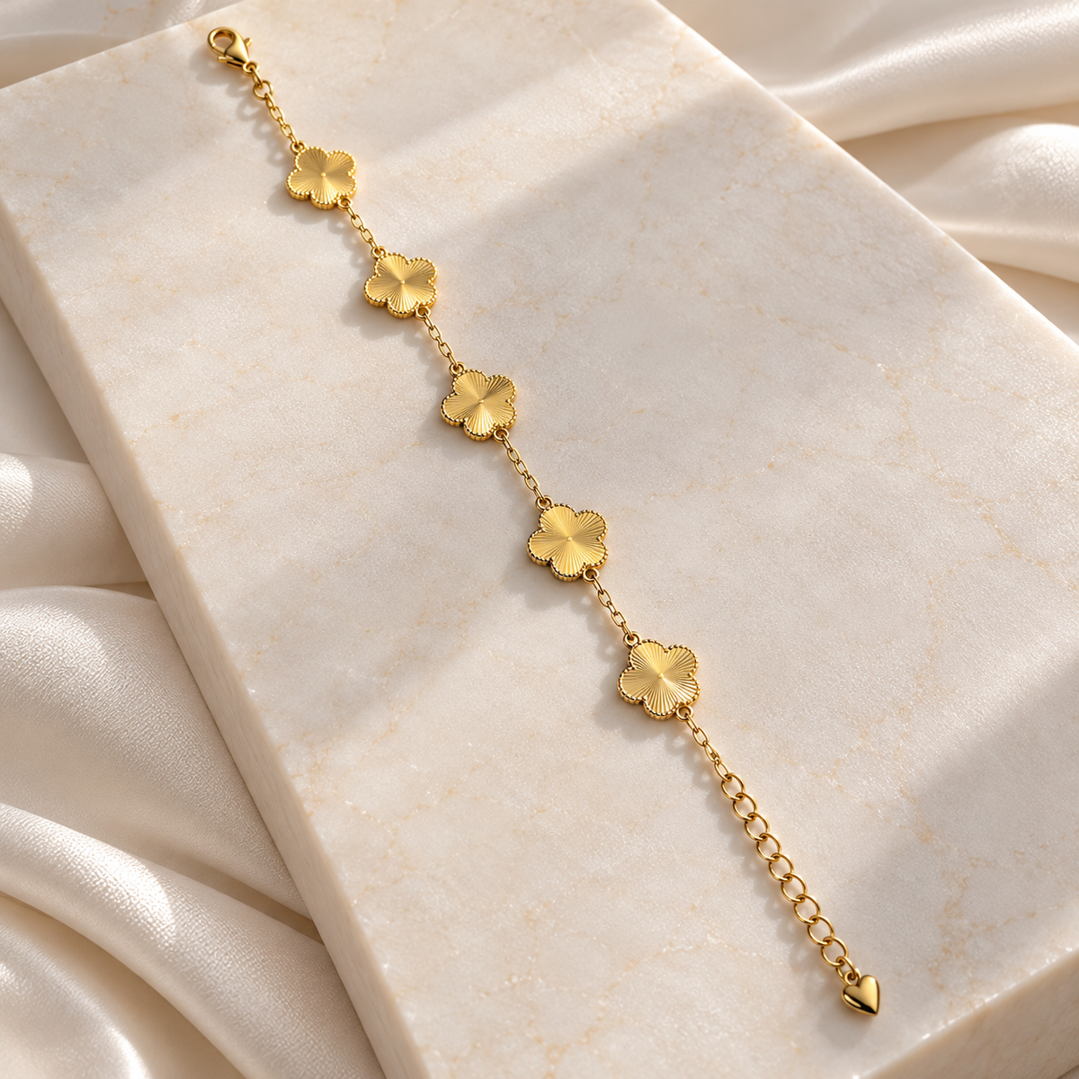 Gold-Plated Four-Leaf Clover Bracelet