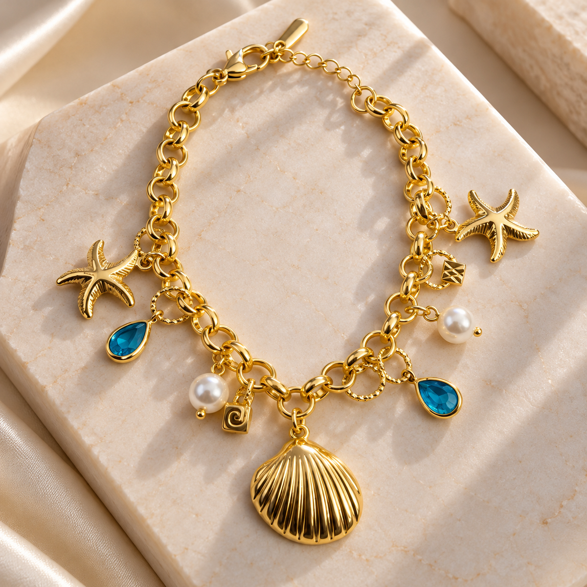Gold-Plated Ocean Treasures Charm Bracelet