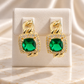 Gold-Plated Emerald Green Crystal Huggie Earrings