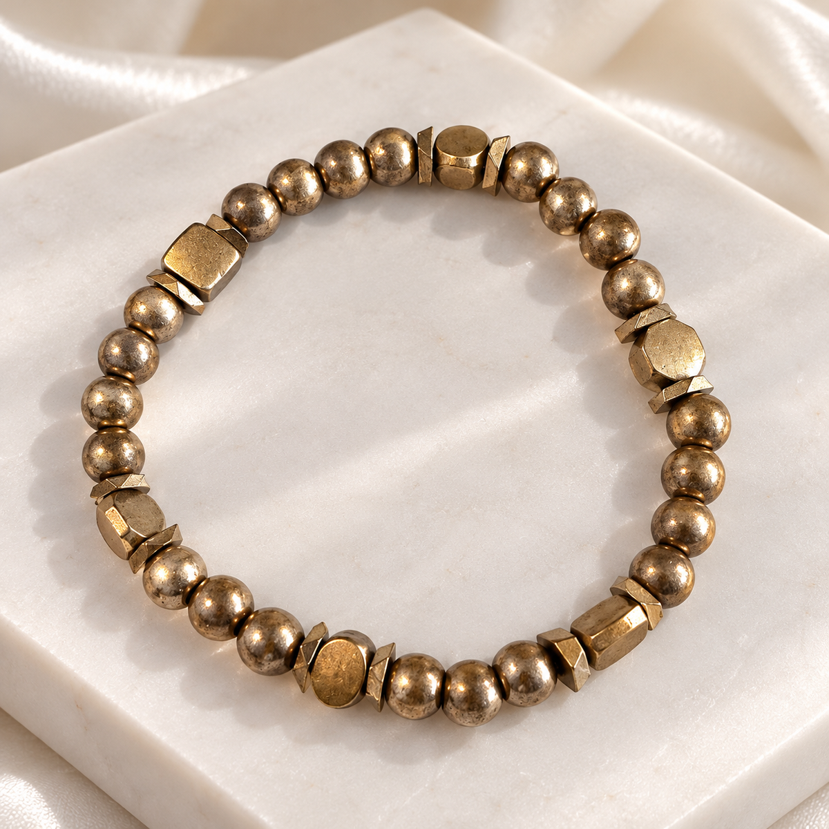 Gold-Tone Geometric Beaded Bracelet