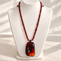 Burgundy & Amber Statement Pendant Necklace
