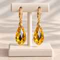 Golden Amber Teardrop Earrings
