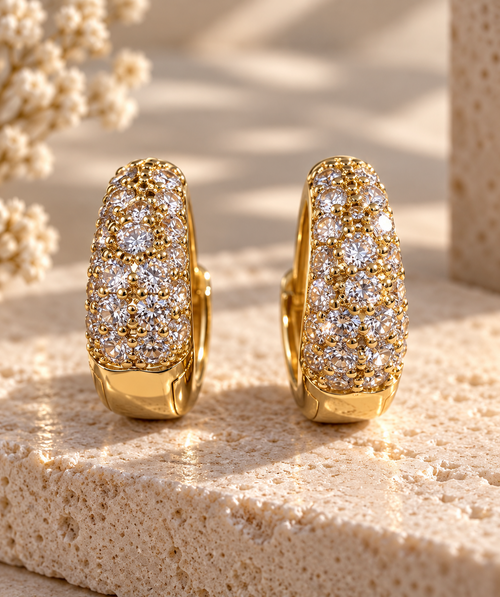 14K Gold-Plated Pavé Huggie Hoops