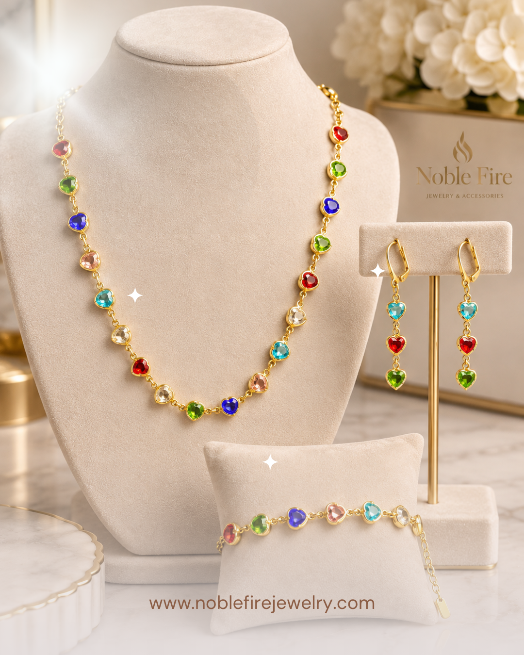Gold-Plated Multicolor Heart Set