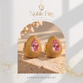 Gold-Plated Pink Crystal Huggie Earrings
