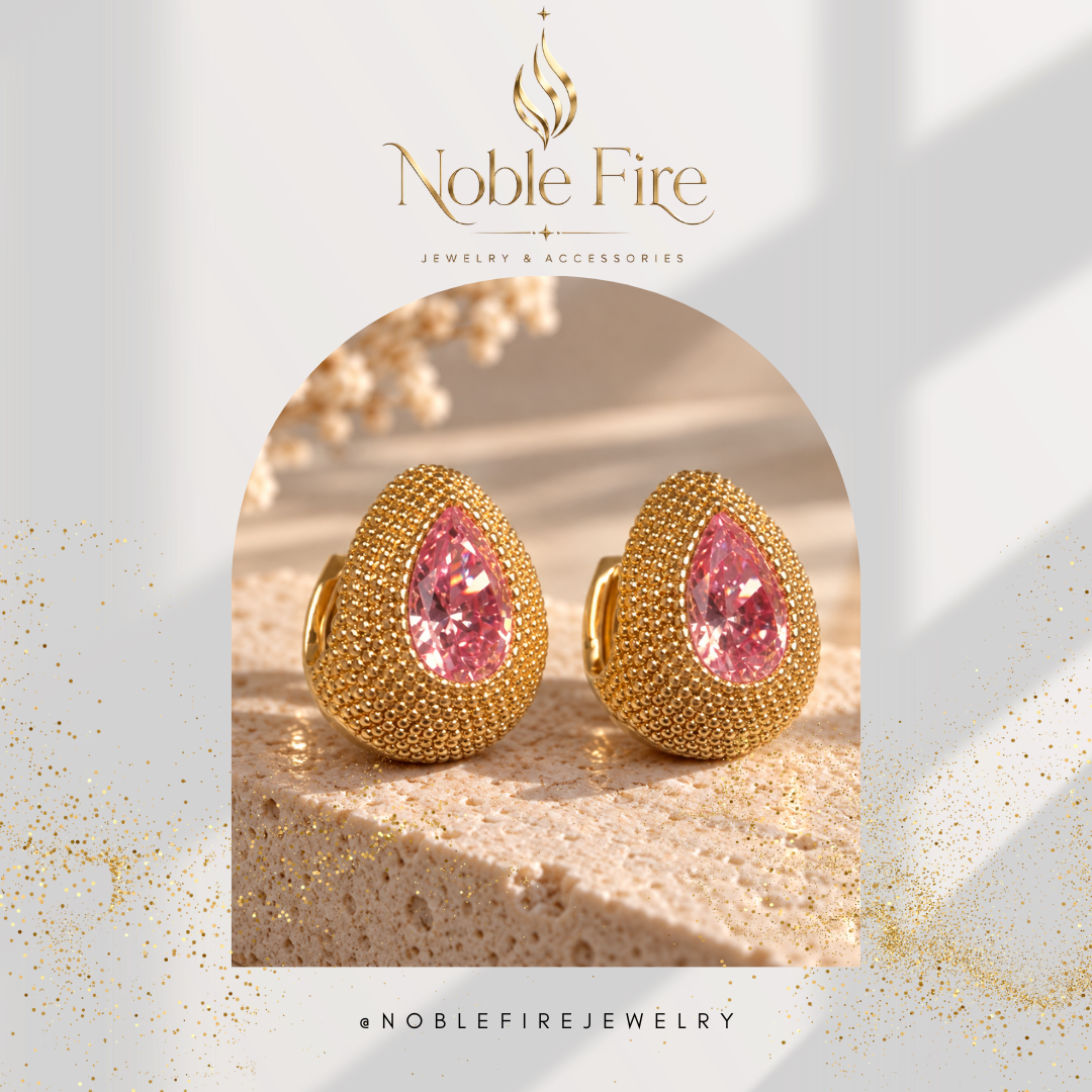 Gold-Plated Pink Crystal Huggie Earrings