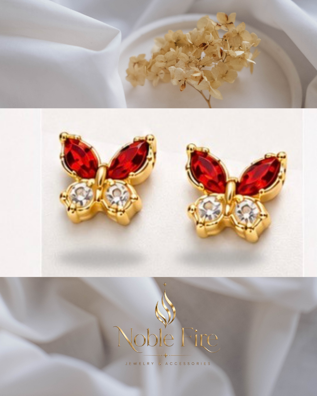 Gold-Plated Butterfly Stud Earrings