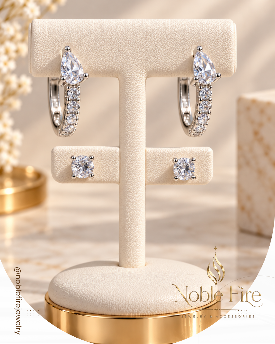 Sterling Silver 925 & Cubic Zirconia Earring Set